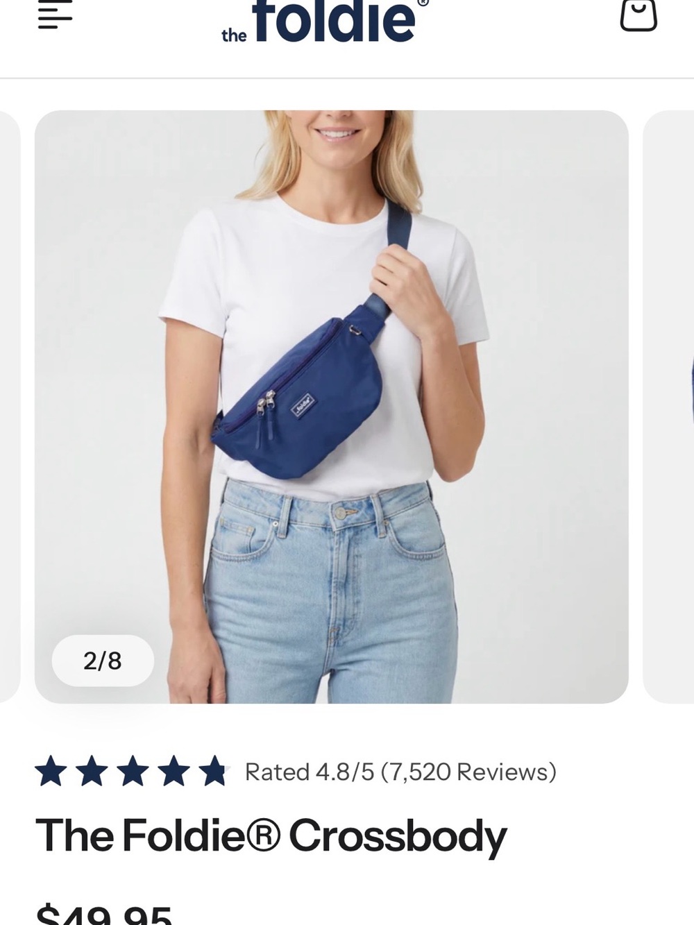 The Foldie Cross Body or Fanny pack Blue like new